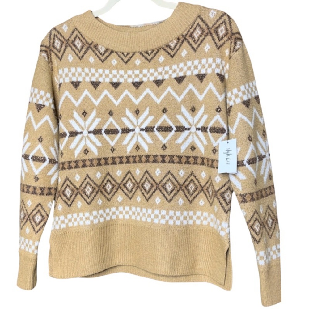 Style & Co. Fair Isle Crewneck Pullover Sweater Cozy Winter Fashion Oversized